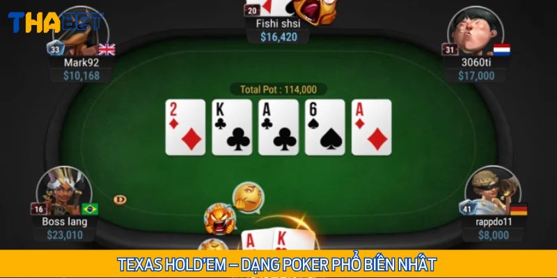 Texas Hold’em được đông đảo bet thủ tham gia tại Thabet